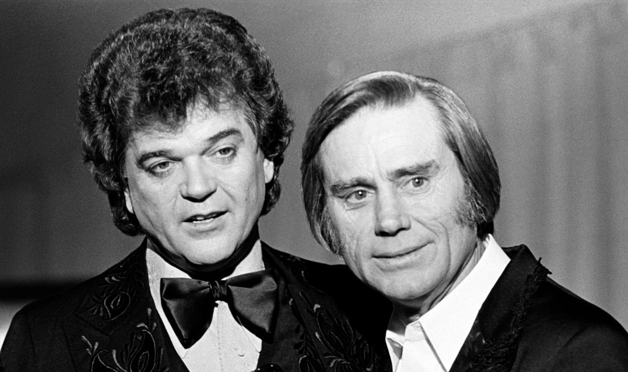 Conway Twitty and George Jones at the 1981 Grammy Awards at Radio City Music Hall in New York City on February 25, 1981.