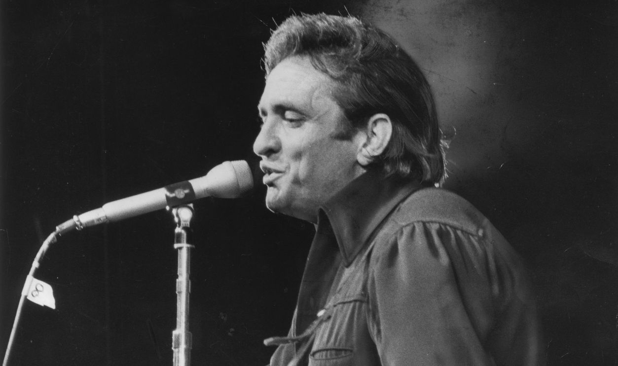 Photo of Johnny Cash in concert at the CNE taken by Frank Lennon Aug. 26, 1971. 