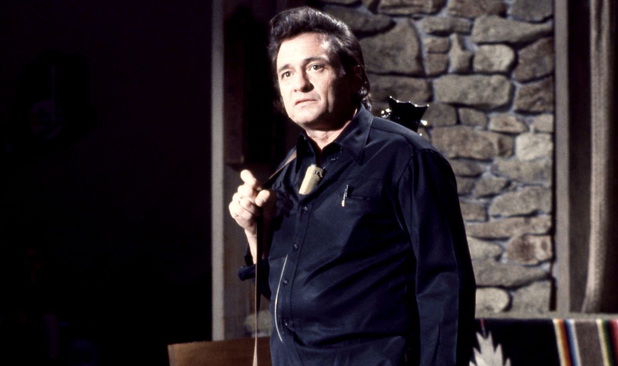 American country singer Johnny Cash (1932 - 2003) stands on stage during The Johnny Cash Show in Tucson, Arizona, April 15, 1970. 