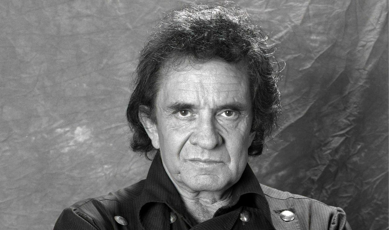Photo of Johnny CASH; Posed portrait of Johnny Cash at his induction to RockWalk