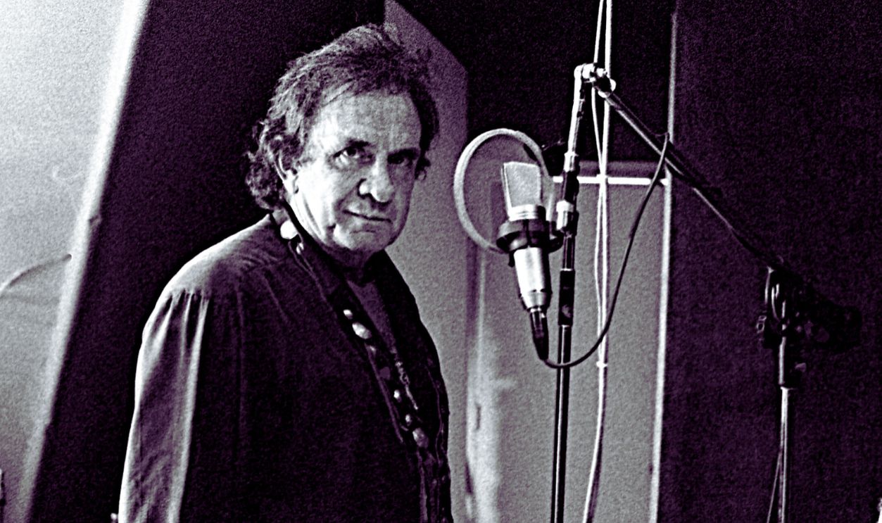 Country singer and songwriter Johnny Cash in Jack Clements Studio recording on September 6, 1986 in Nashville,Tennessee . 