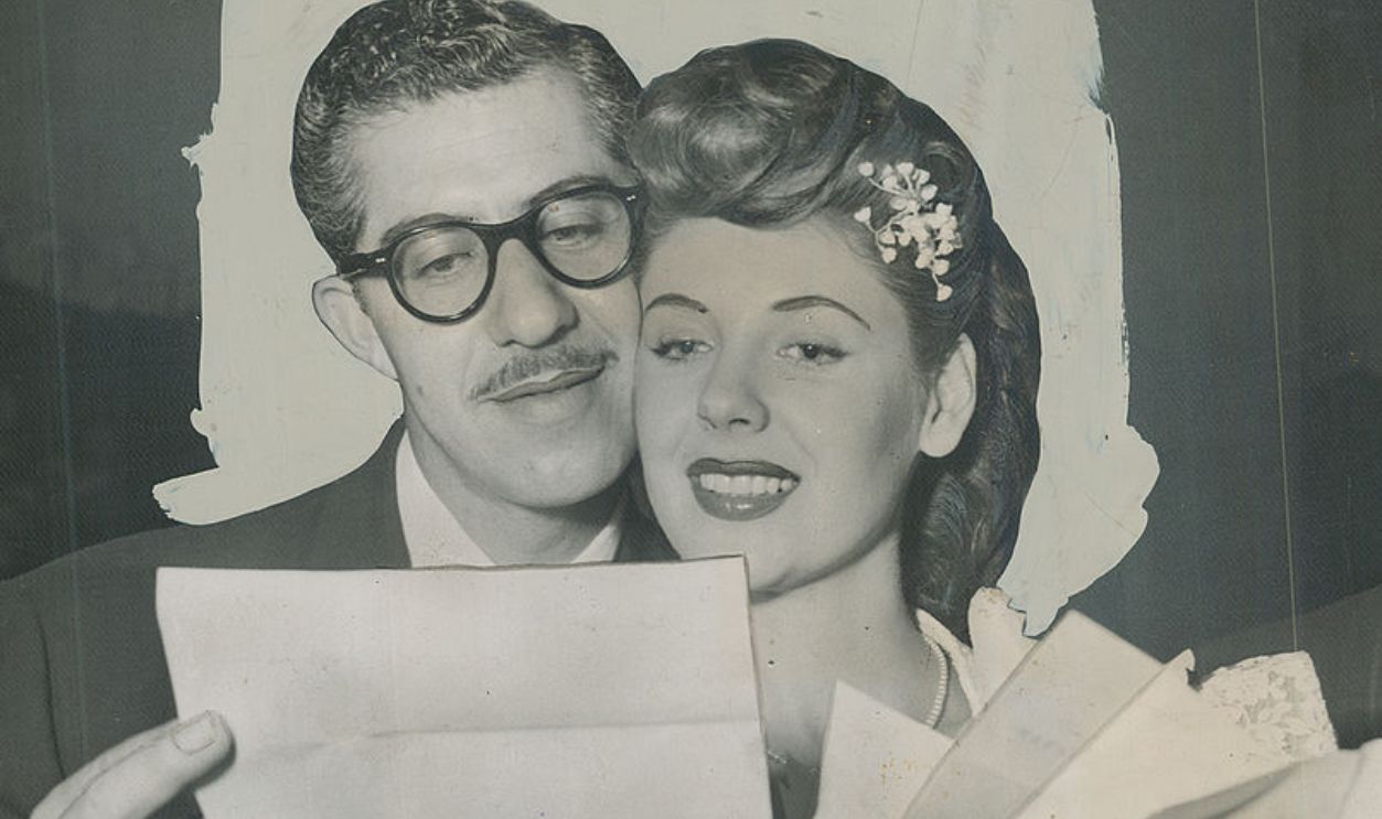 CANADA - SEPTEMBER 30: Marriage of Marie (The Body) McDonald and Harry Karl; shoe magnate; shown here following the wedding in Hollywood; brought many telegrams from well-wishers