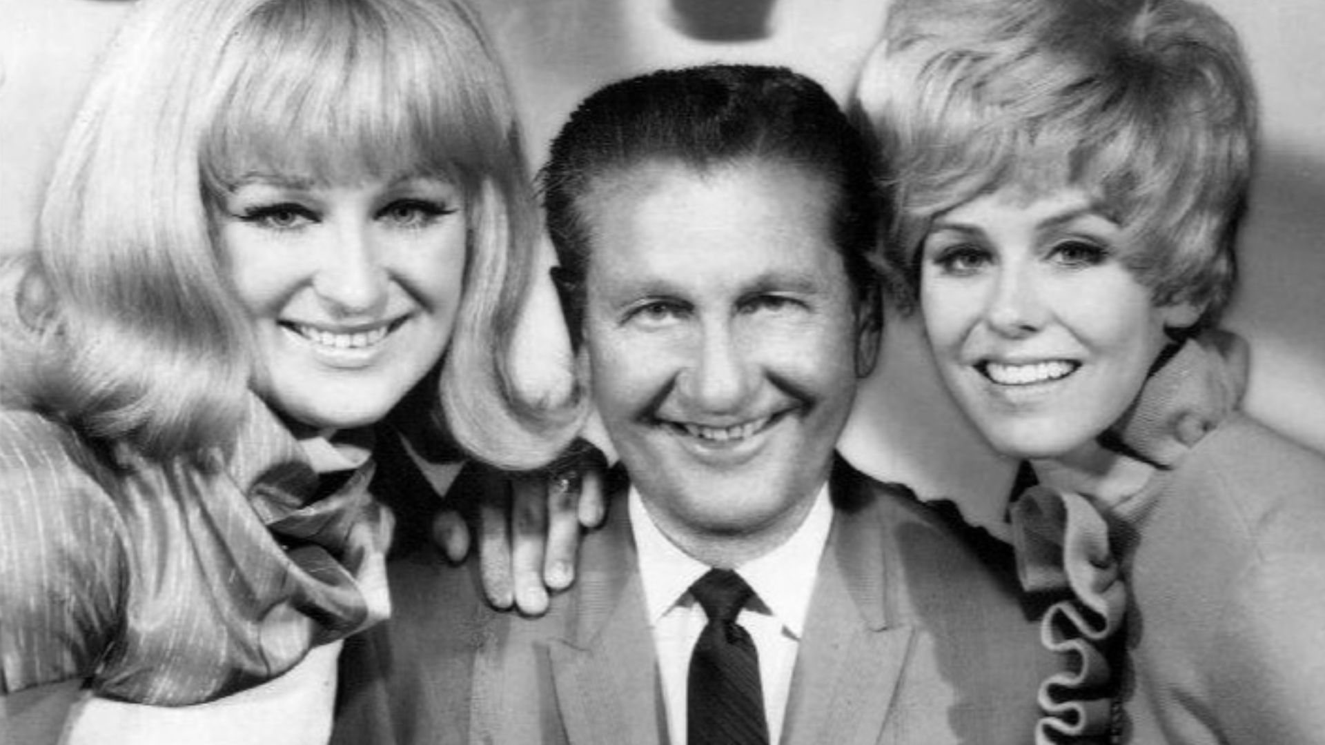 Photo of pianist Jo Ann Castle, bandleader Lawrence Welk and Cissy King from the television program The Lawrence Welk Show.