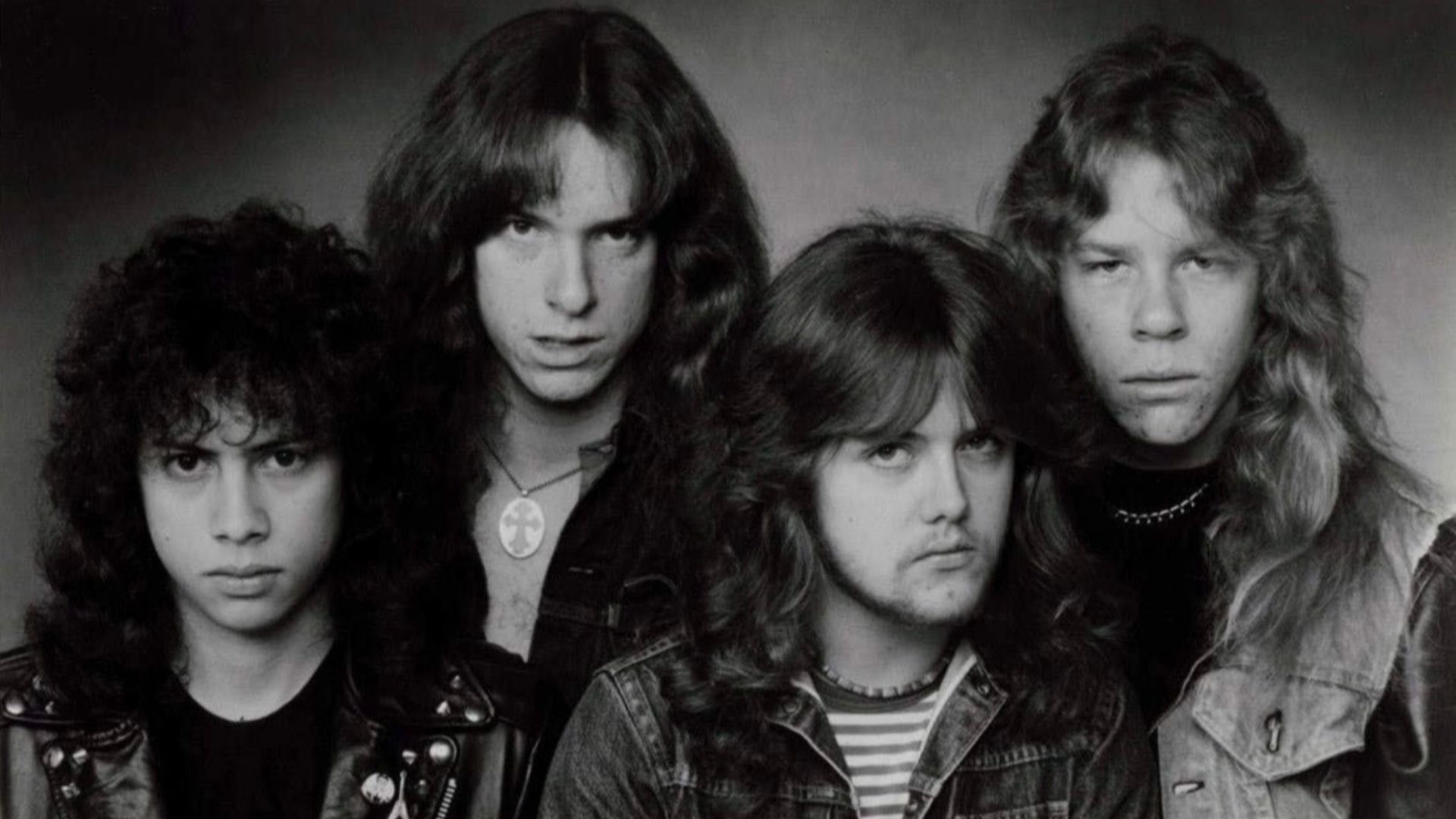 Metallica in a press photo dated to 1983. Photo is definitely pre-1989, as Metallica left Megaforce and signed to Elektra in 1984. No copyright markings on the photo and no registration could be found in the US Copyright Search Records