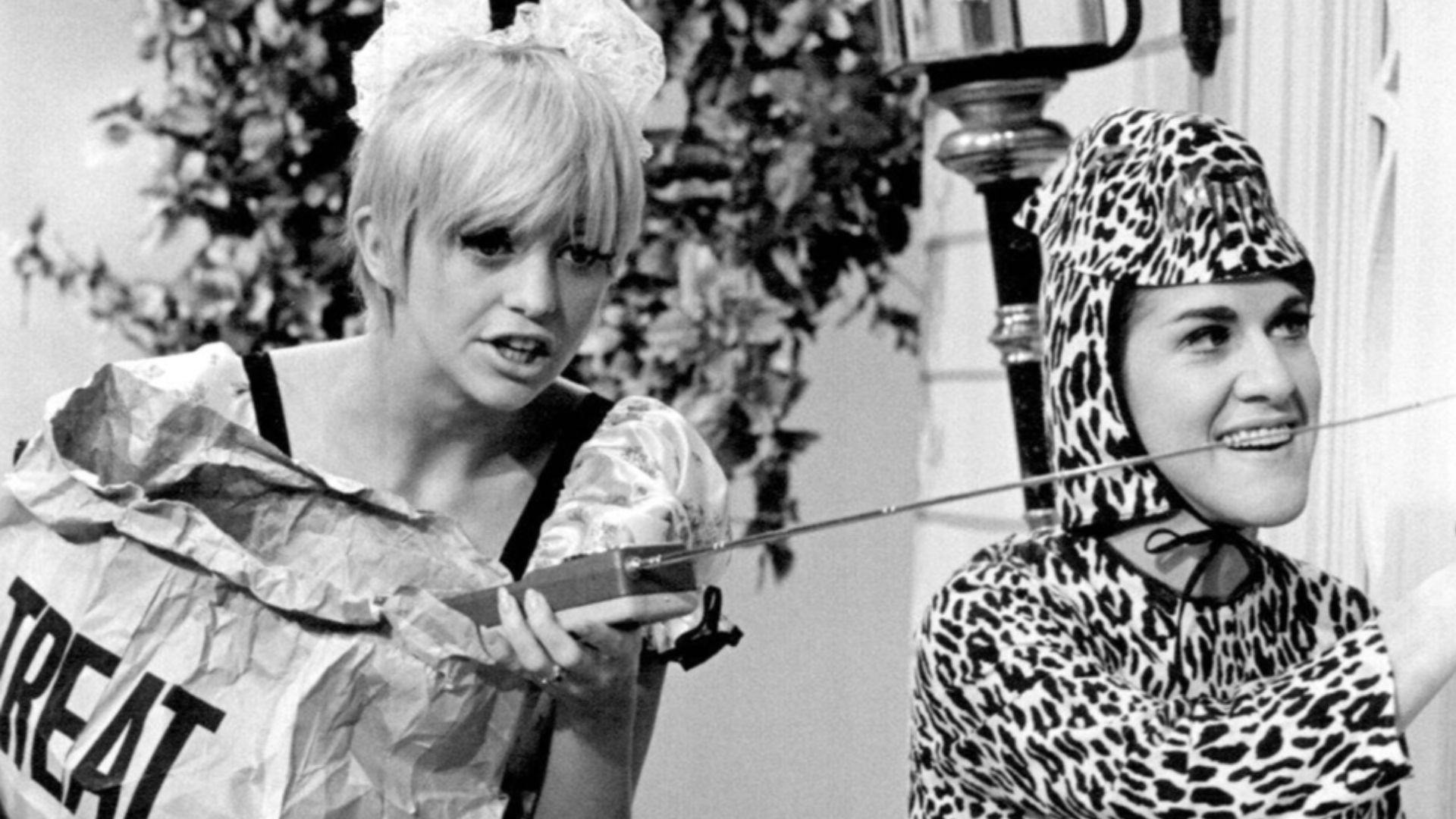 Publicity photo from  Rowan & Martin's Laugh-in. Pictured are Goldie Hawn and Ruth Buzzi in a trick or treat skit.