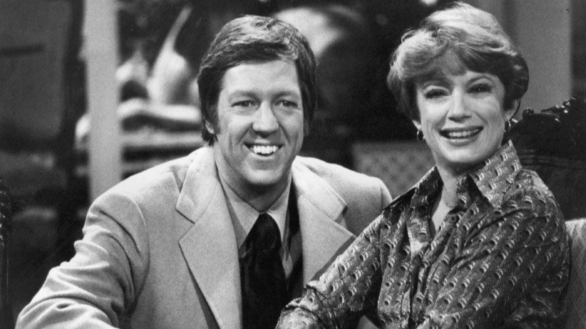Photo of David Hartman and Nancy Dussault from the television program Good Morning America.