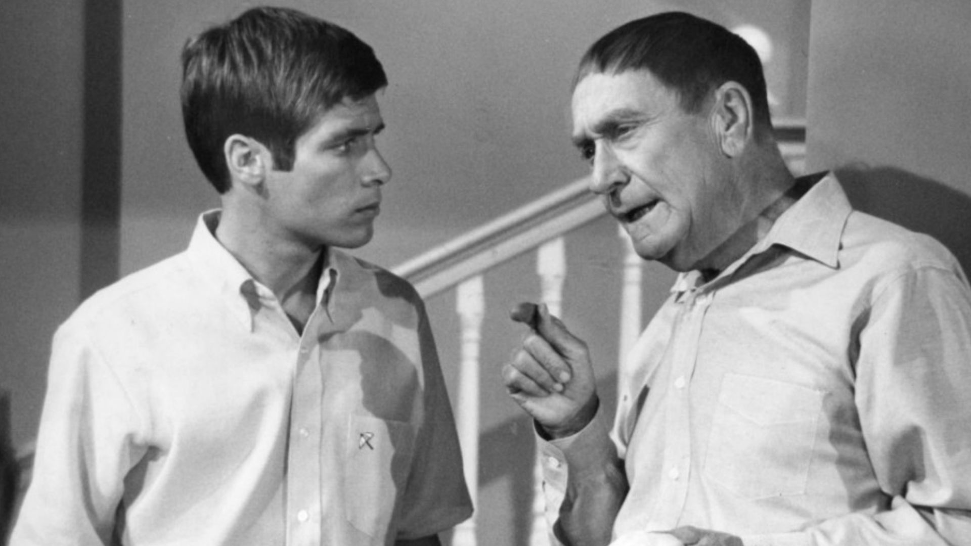 Photo of Don Grady (Robbie) and William Demarest (Uncle Charley) from the television program My Three Sons.