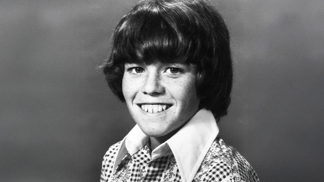 Publicity photo of American child actor, Mike Lookinland promoting the Season 5 premiere of the ABC comedy series The Brady Bunch.