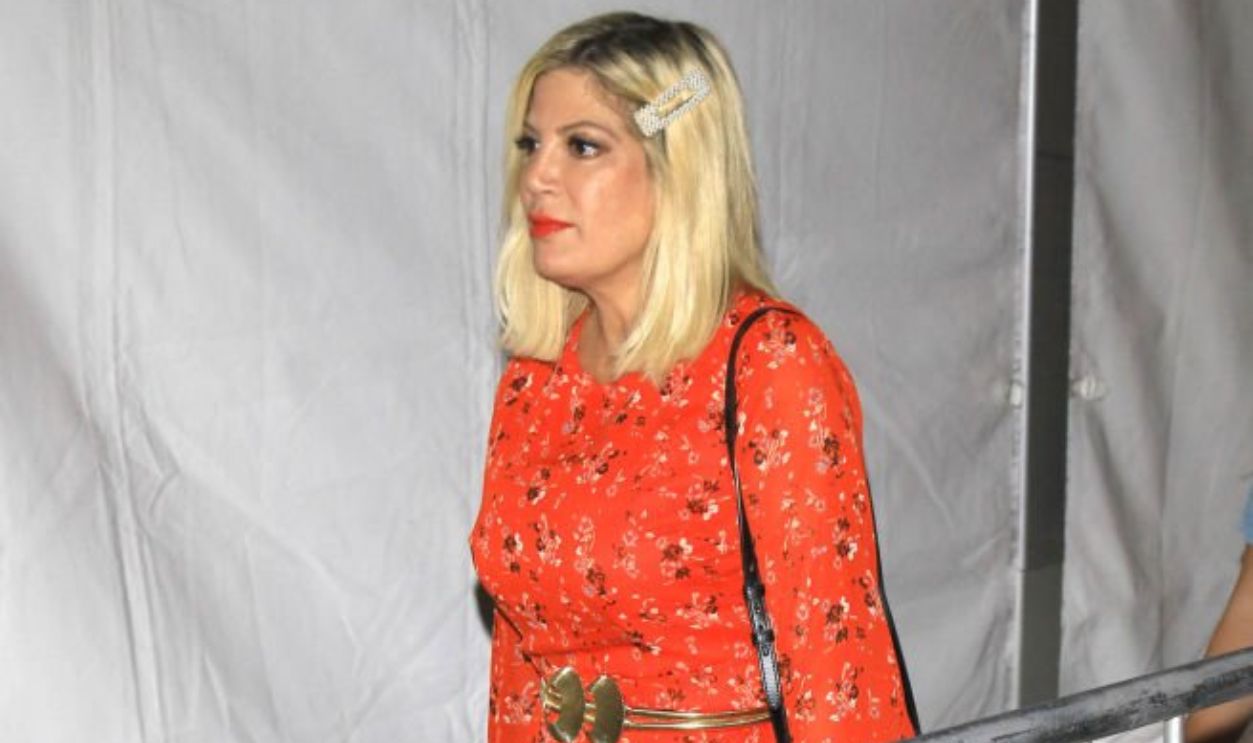 LOS ANGELES, CA - DECEMBER 09: Tori Spelling is seen on December 9, 2019 in Los Angeles.