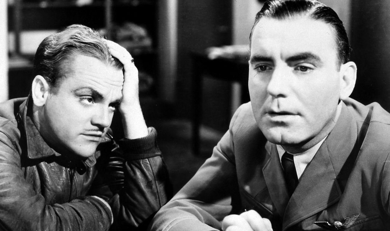 James Cagney, Pat O'Brien. When Dizzy (James Cagney, left) learns from Commander Jake Lee (Pat O'Brien, right) that the colleague who took over the flight for him has been killed in action, he is filled with guilt.