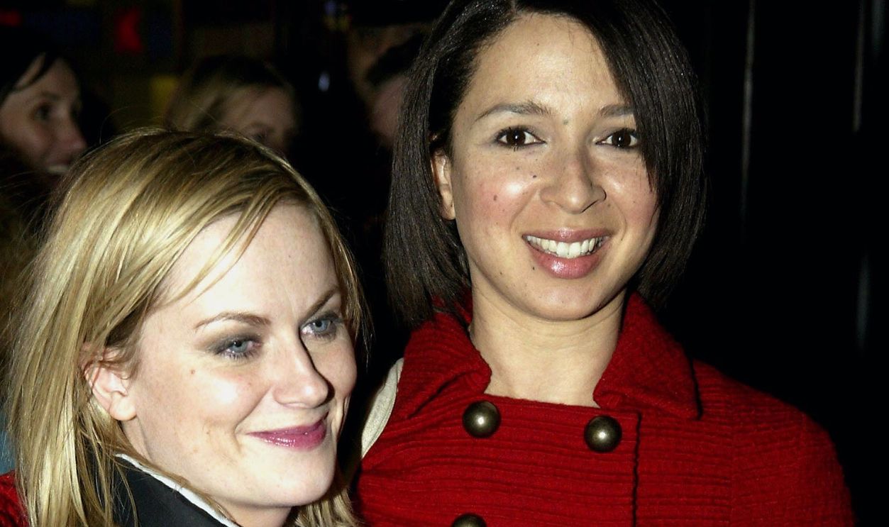 NEW YORK - MARCH 15: SNL cast members Amy Poehler (L) and Maya Rudolph arrive for the Saturday Night Live After-Party at Heartland Brewery in Times Square on March 15, 2003 in New York City.