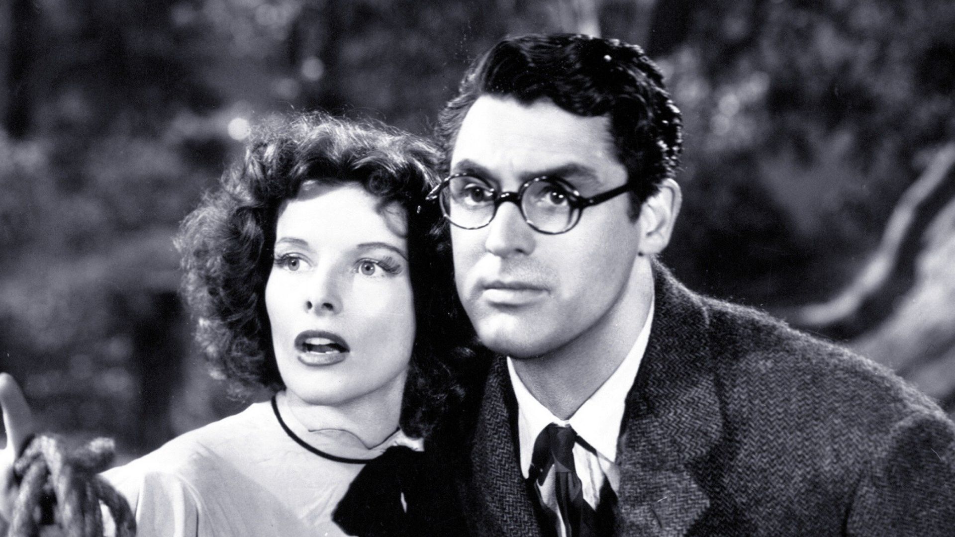 Cropped film still from the 1938 film Bringing Up Baby, featuring Katharine Hepburn and Cary Grant.
Such images were taken on set during filming, or as part of an organized photo-shoot, by a studio photographer. They were then disseminated to the media an