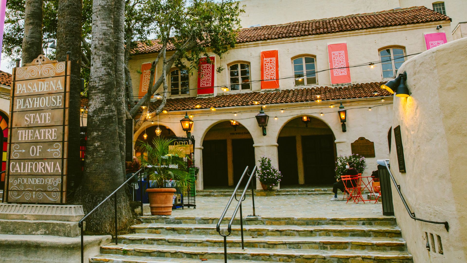 Outside Pasadena Playhouse & Historic Courtyard