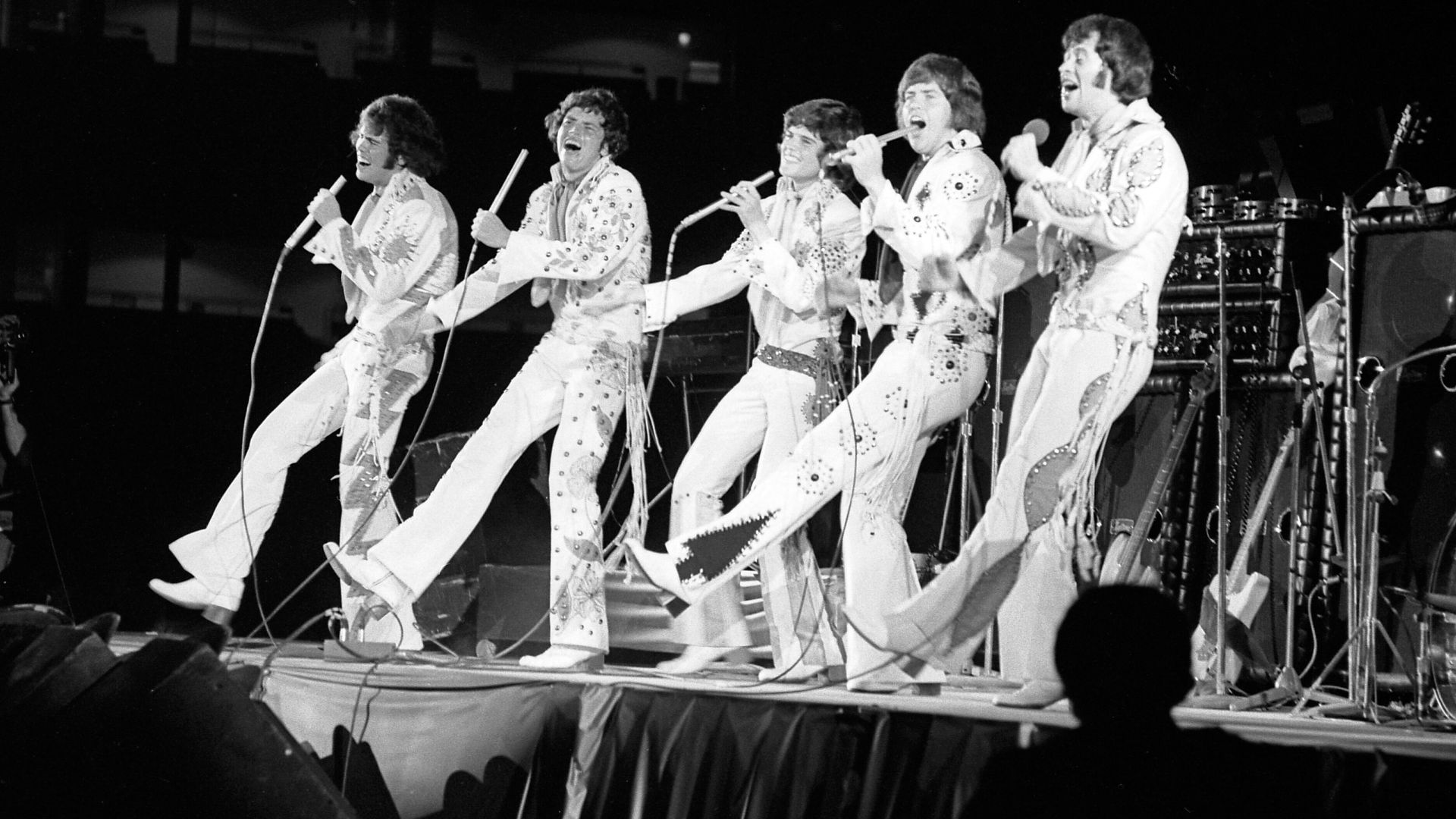 Osmond Brothers performing at Anaheim Stadium in Anaheim, California