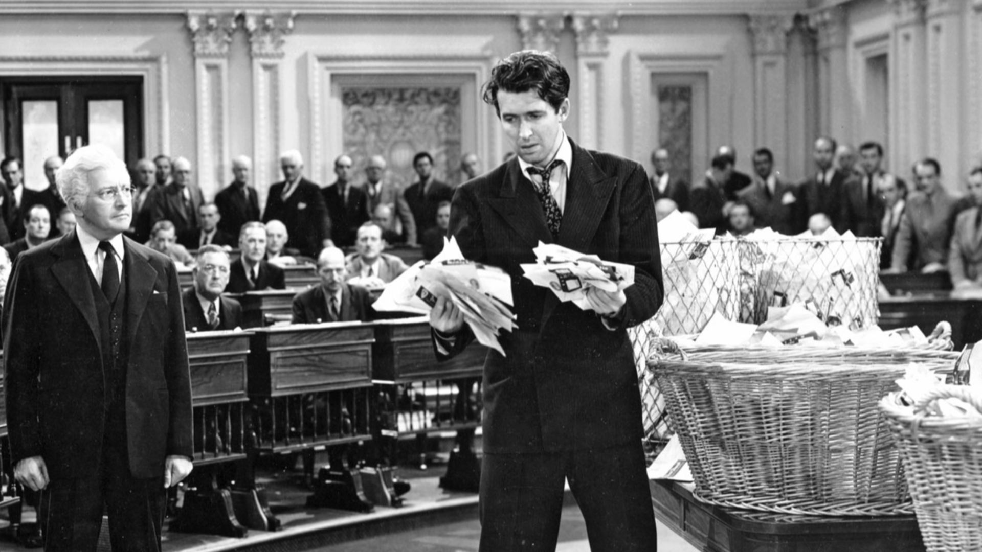 Promotional still from the 1939 film Mr. Smith Goes to Washington, published in National Board of Review Magazine