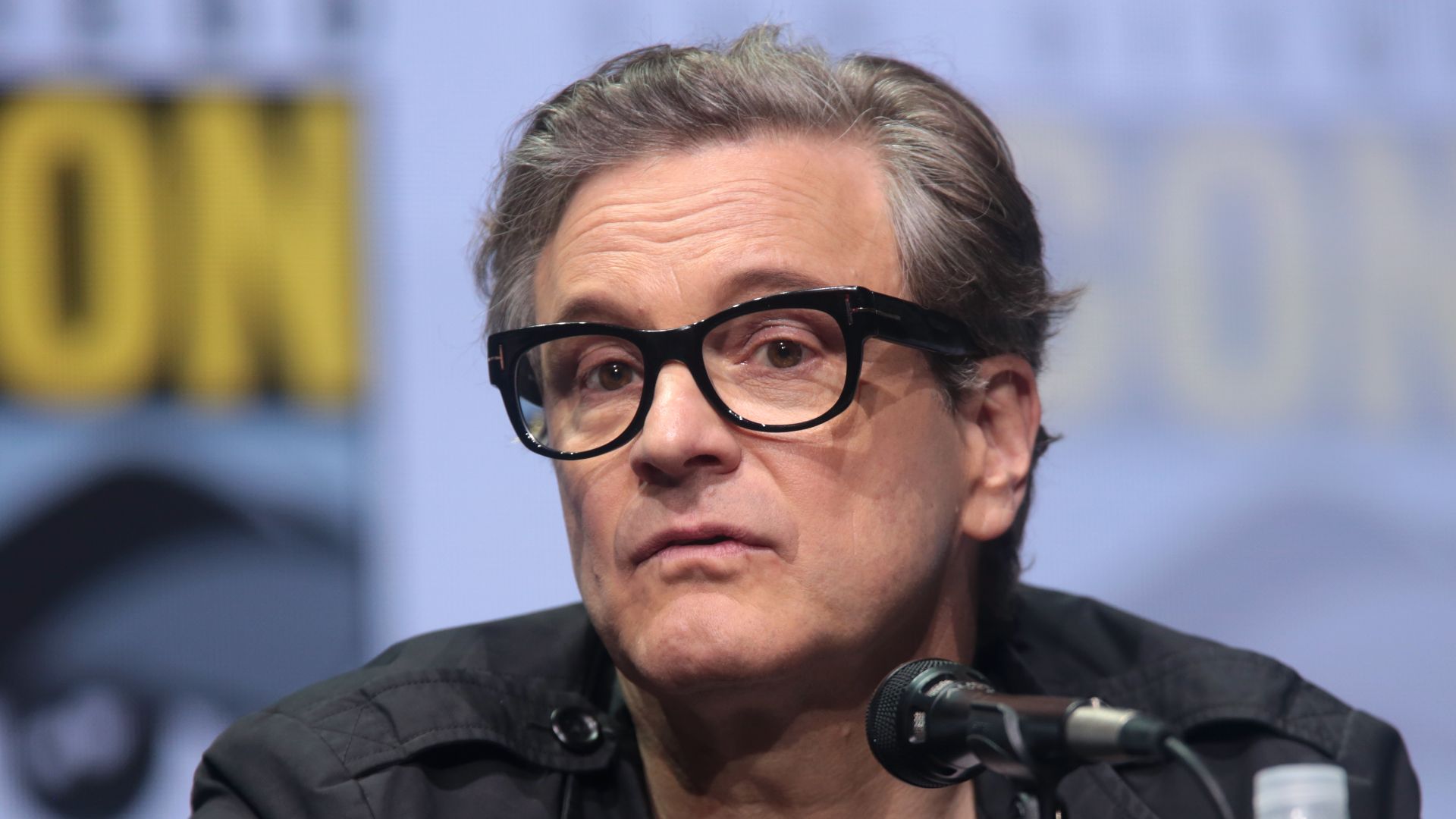 Colin Firth speaking at the 2017 San Diego Comic Con International, for