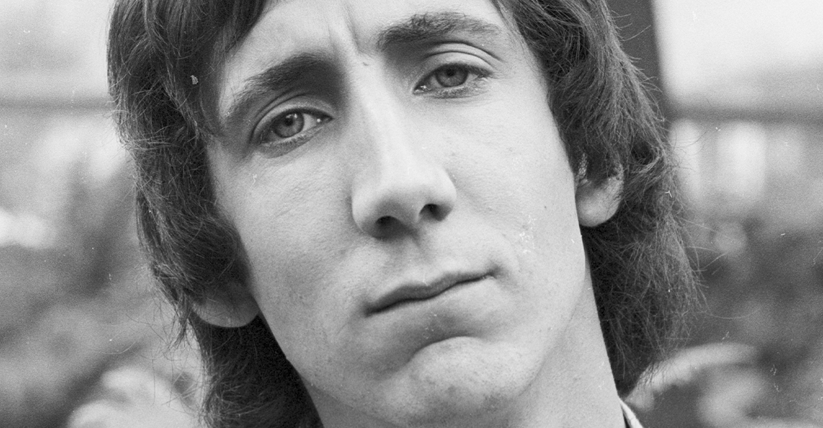 Guitarist Pete Townshend of the rock and roll band 'The Who' poses for a portrait during a session at Griffith Park on February 27, 1968 in Los Angeles California.