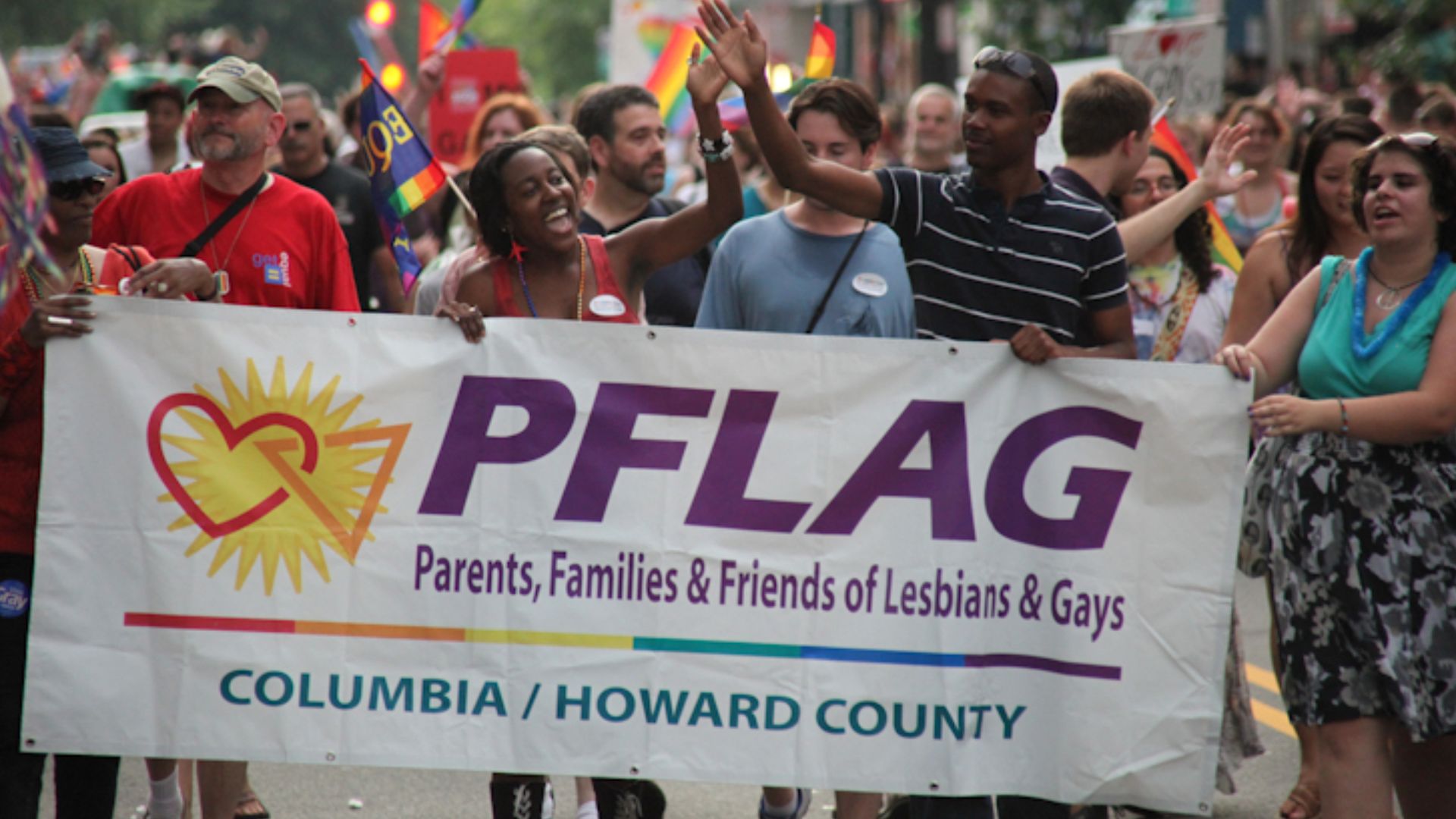 Parents and Friends of Lesbians and Gays (PFLAG) always has a huge contingent at D.C. pride.
Capital Pride is Washington, D.C.'s lesbian, gay, bisexual, transgender, transsexual, and questioning annual parade and festival.

In 2010, the parade was on June