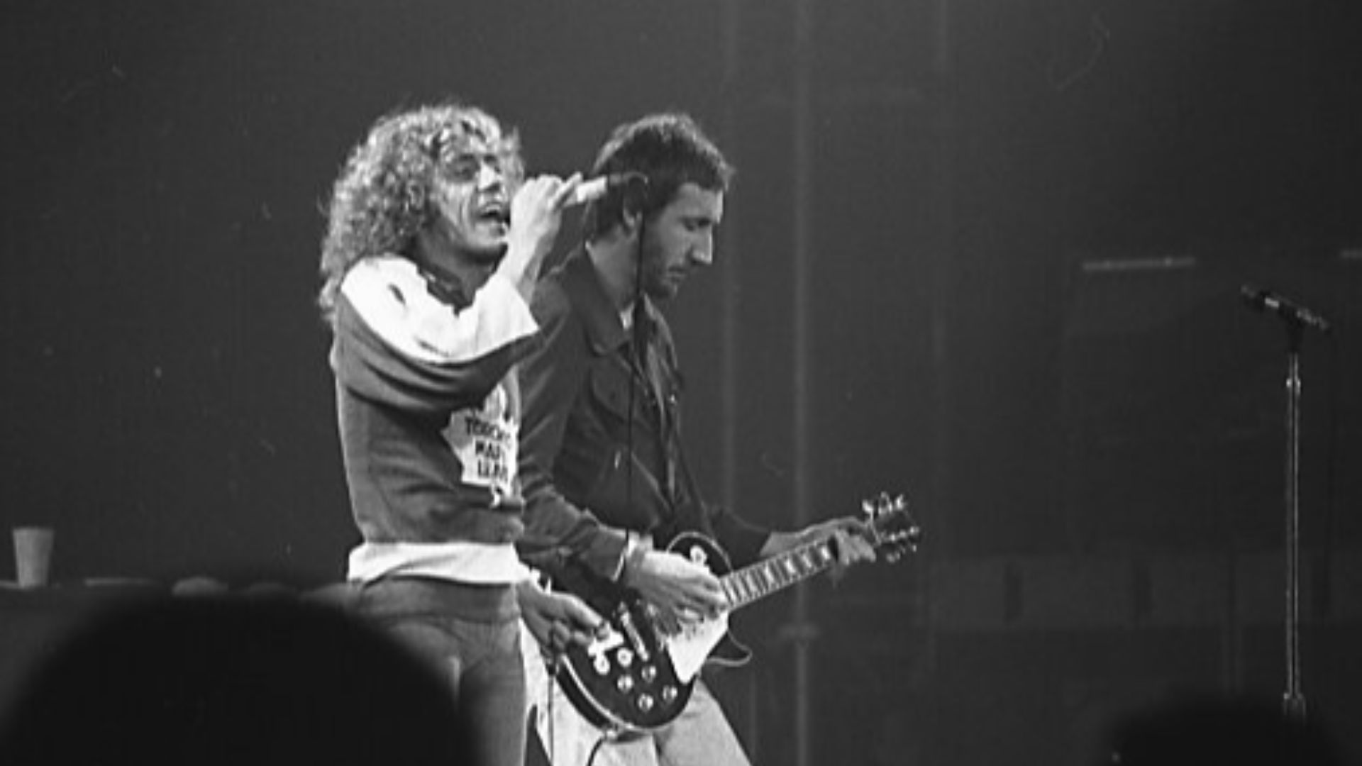 Roger Daltrey and Pete Townshend of The Who performing at Maple Leaf Gardens, Toronto, Oct. 10, 1976.
