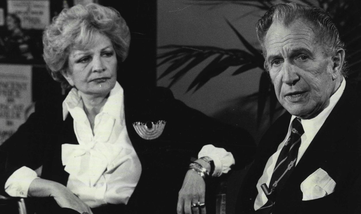 The actor Vincent Price and his wife Actress Coral Browne at a Press conference at the Sebel Town House this morning. Mr. Price is in Australia to play the role of Oscar Wilde in 