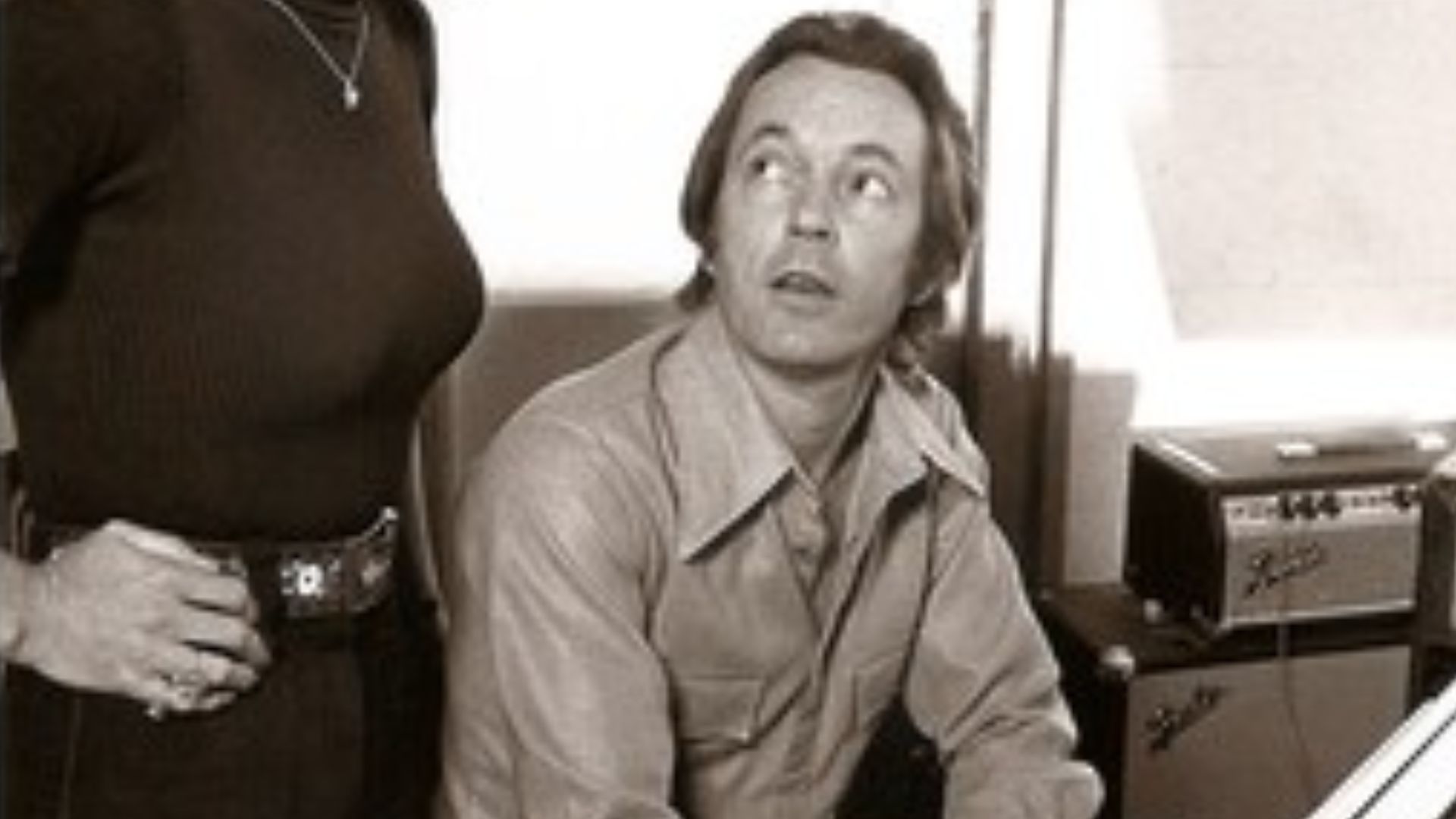 Tammy Wynette in the recording studio with her producer, Billy Sherrill.