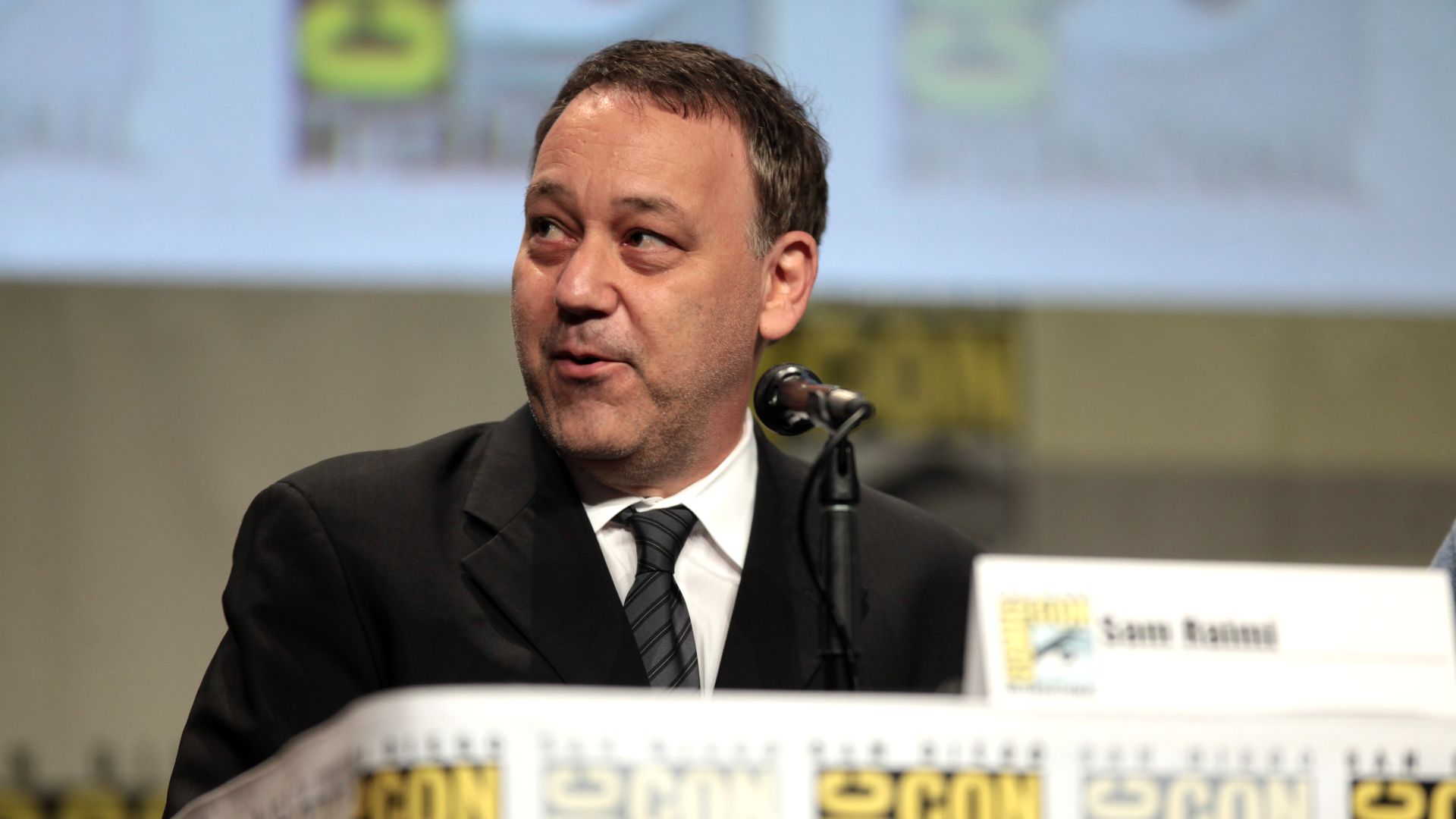 Sam Raimi speaking at the 2014 San Diego Comic Con International, for