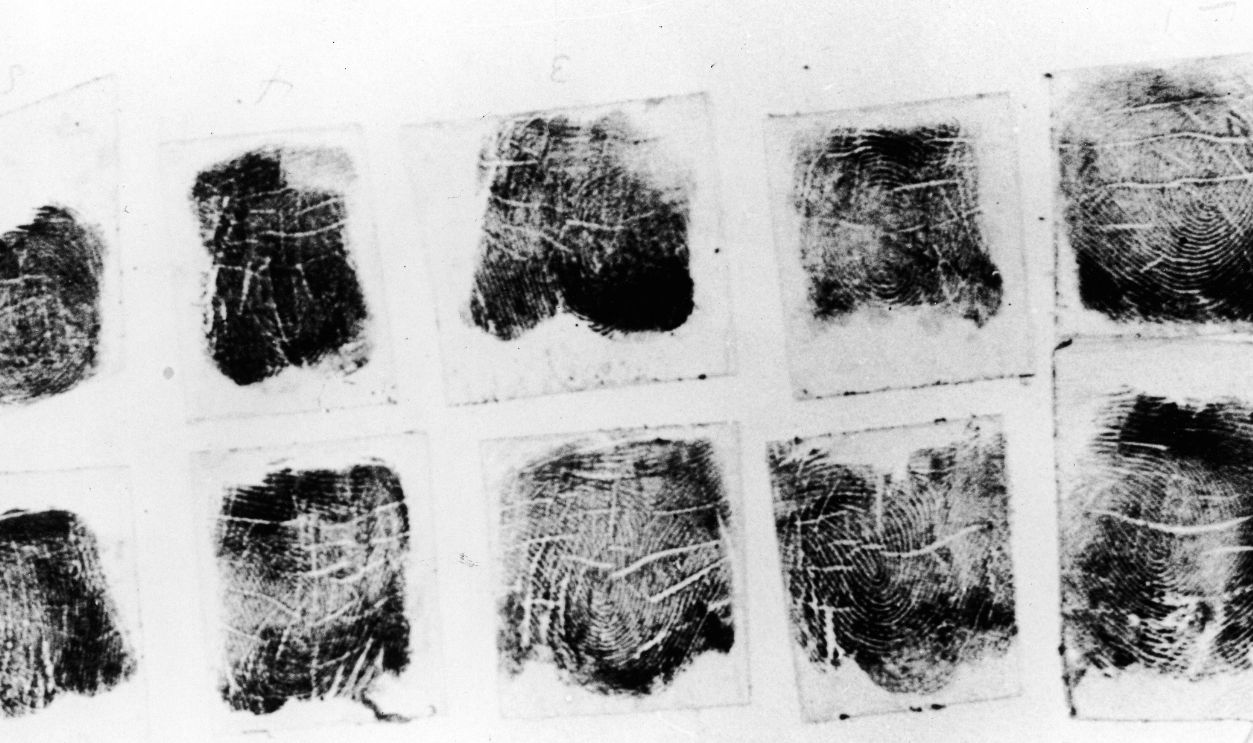Photograph of fingerprints lifted from the corpse of aspiring American actress and murder victim Elizabeth Short (1924 - 1947), known as the 'Black Dahlia,' January 16, 1947. 