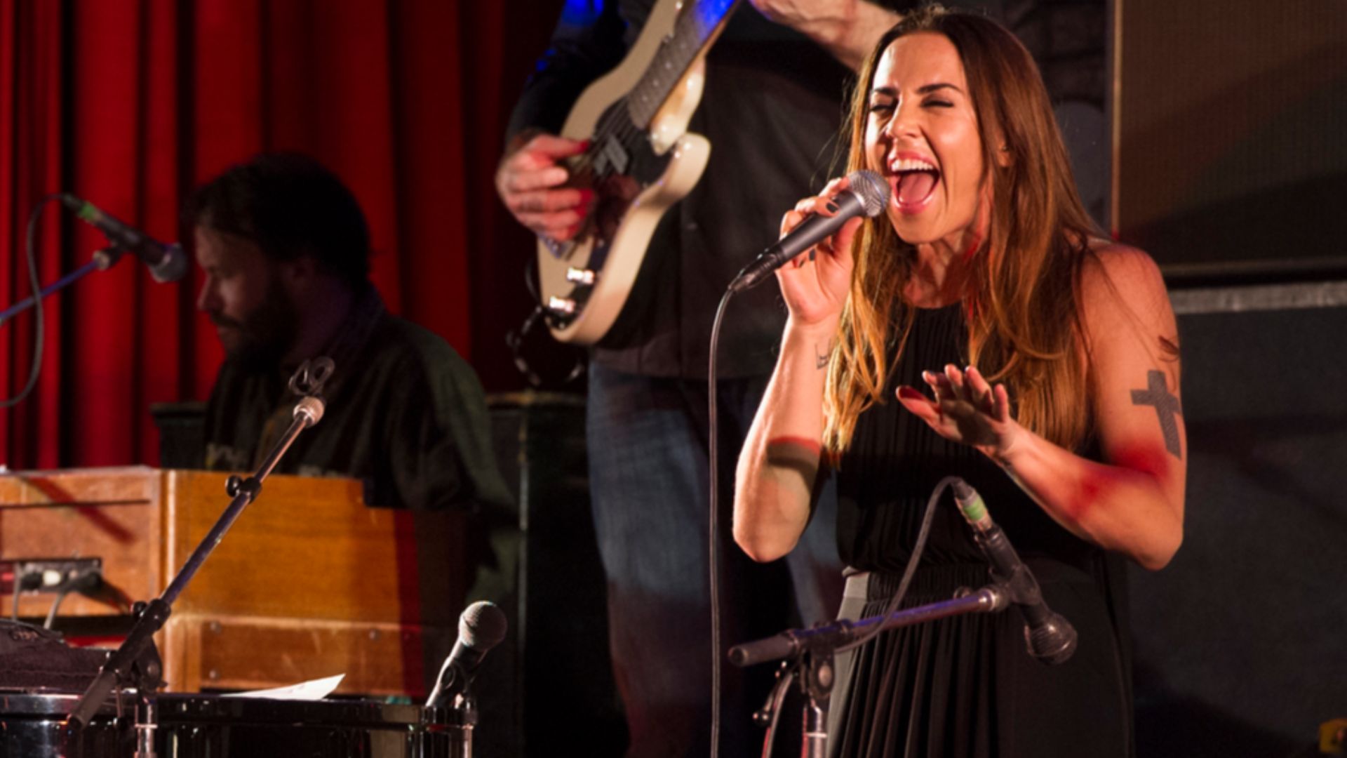 Jools Holland and Melanie C performing at the second Gibraltar International Jazz Festival held at the Queen's Cinema in October 2013.
