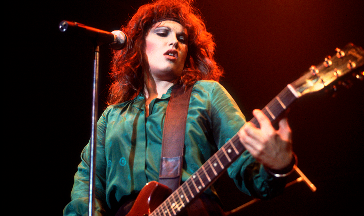 Singer Martha Davis of the Motels performing on stage at the Park West in Chicago, Illinois, July 23, 1982.