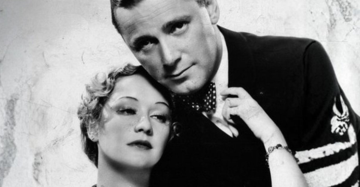  Publicity photo of actors Herbert Marshall and Miriam Hopkins, intended to promote the 1932 film, Trouble in Paradise
