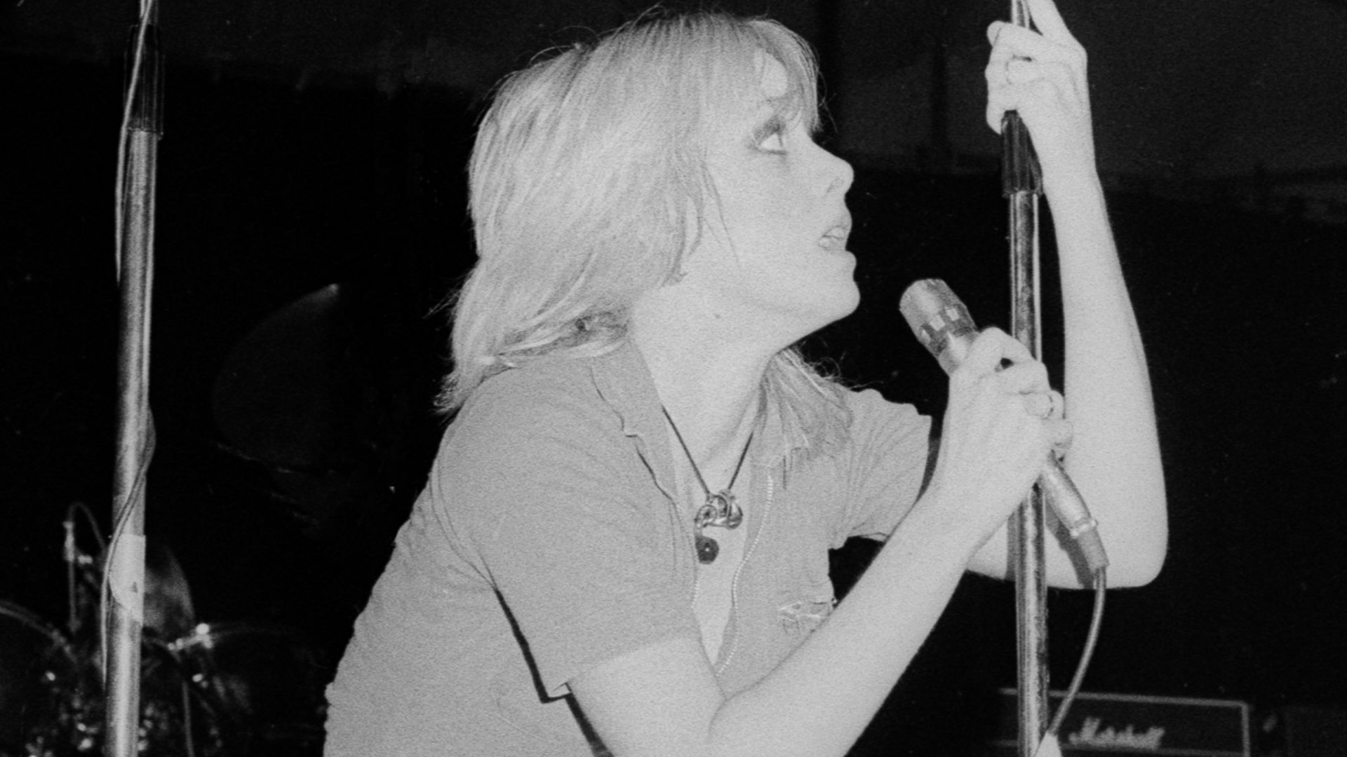 Cherie Currie, lead vocalist of 1970s-band The Runaways at Brumrock '76, Bingley Hall, Birmingham, United Kingdom