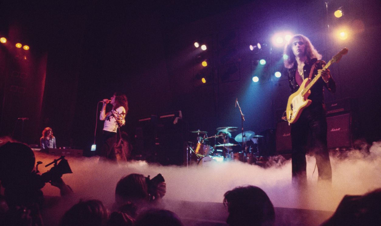 British rock group Deep Purple performing on stage, circa 1973. Left to right: Jon Lord, David Coverdale, Ian Paice and Ritchie Blackmore. 