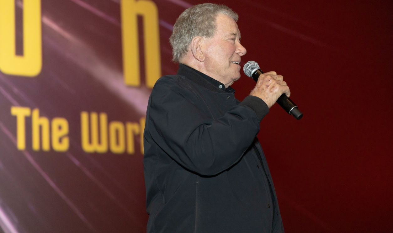 NEW YORK, NEW YORK - OCTOBER 08: William Shatner speaks at "The Sixty-Year Mission: How Star Trek Changed Television And The World" New York Premiere at Regal Times Square on October 08, 2026 in New York City. 