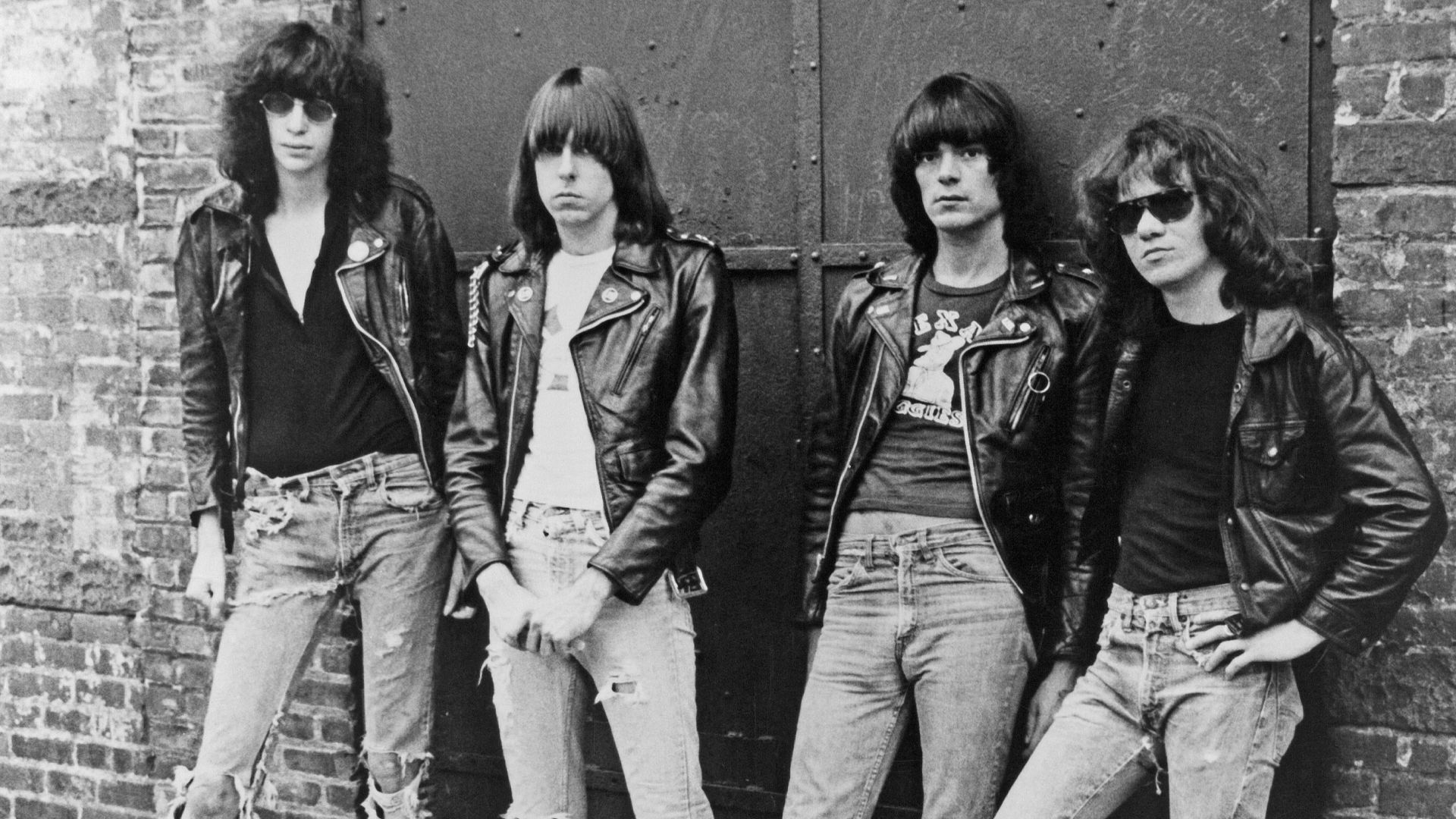 The Ramones in 1977 as depicted in their Rocket to Russia album press kit.