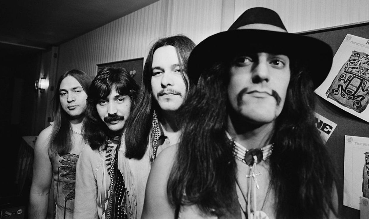 Native American rock group Redbone: (left to right) Lolly Vegas, Pat Vegas, Pete DePoe and Tony Bellamy, 18th November 1971.
