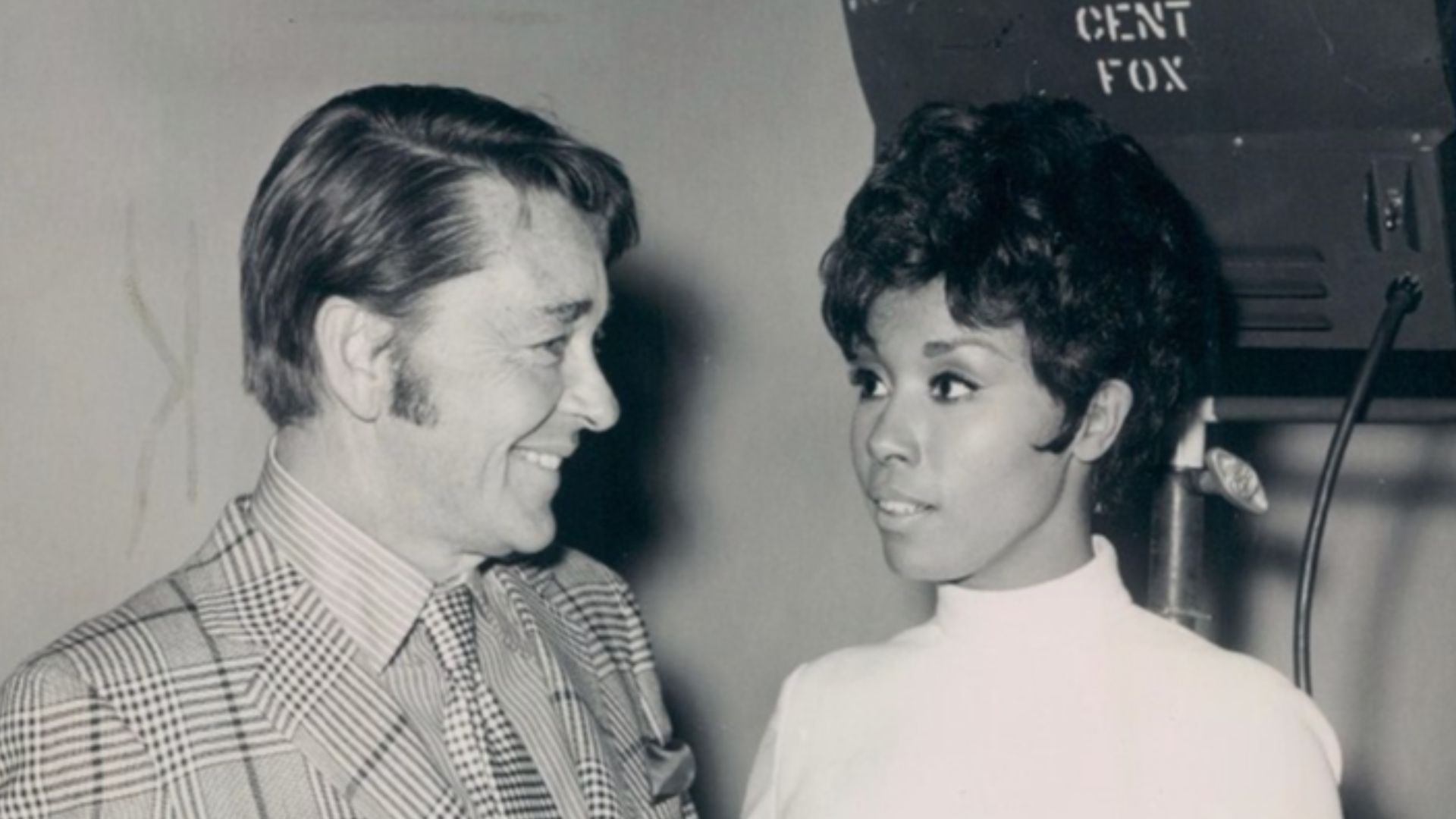 costume designer William Travilla & singer-actress Diahann Carroll - publicity still (original image cropped : see source)