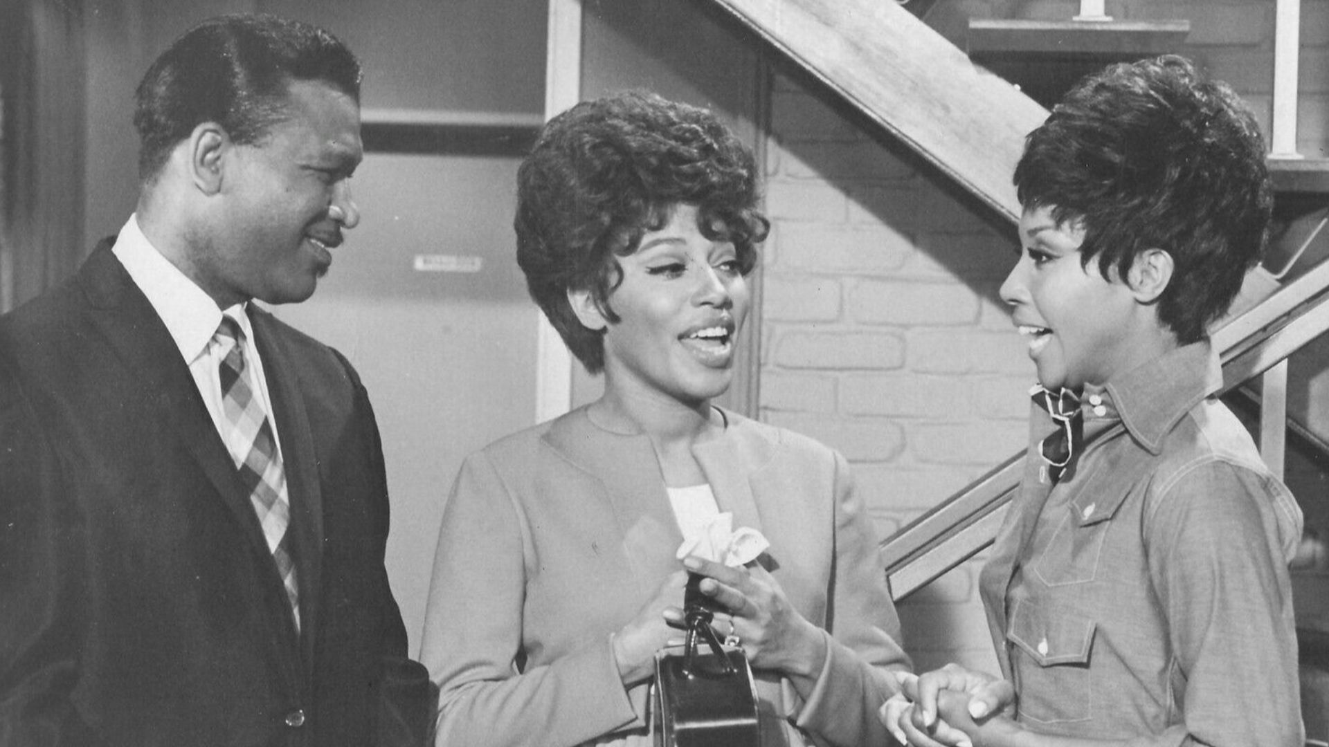 L to R: Sugar Ray Robinson,  Diana Sands, and Diahann Carroll as Julia in Julia (TV series), 1970