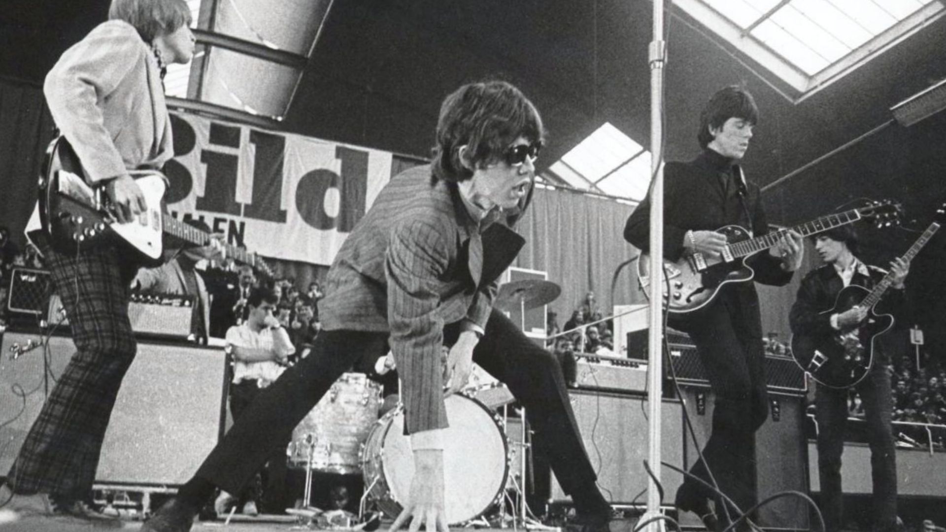 Brian Jones, Mick Jagger, Keith Richards and Bill Wyman at the Kungliga tennishallen
