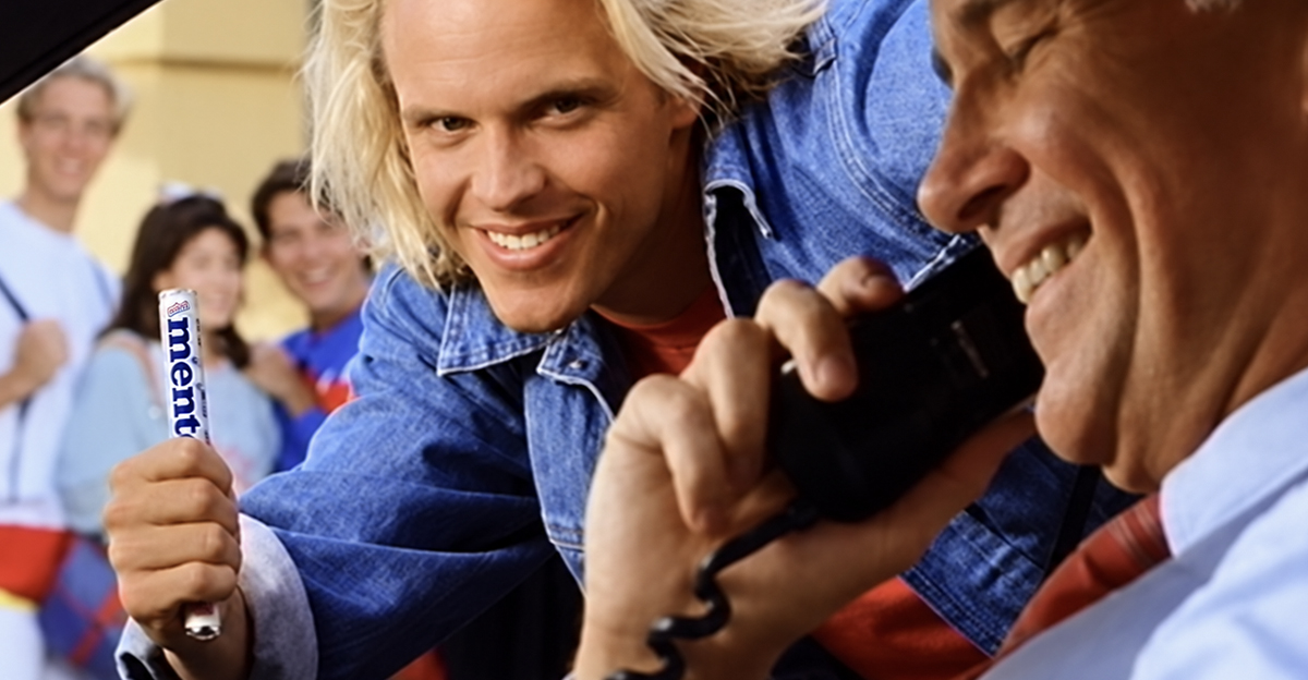 Two men in a Mentos commercial