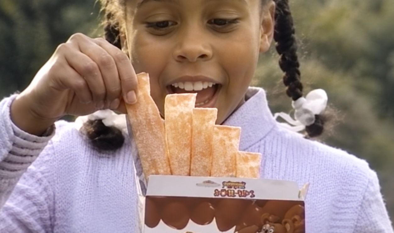Screenshot from Fruit Roll-Ups commercial, General Mills (1980s)