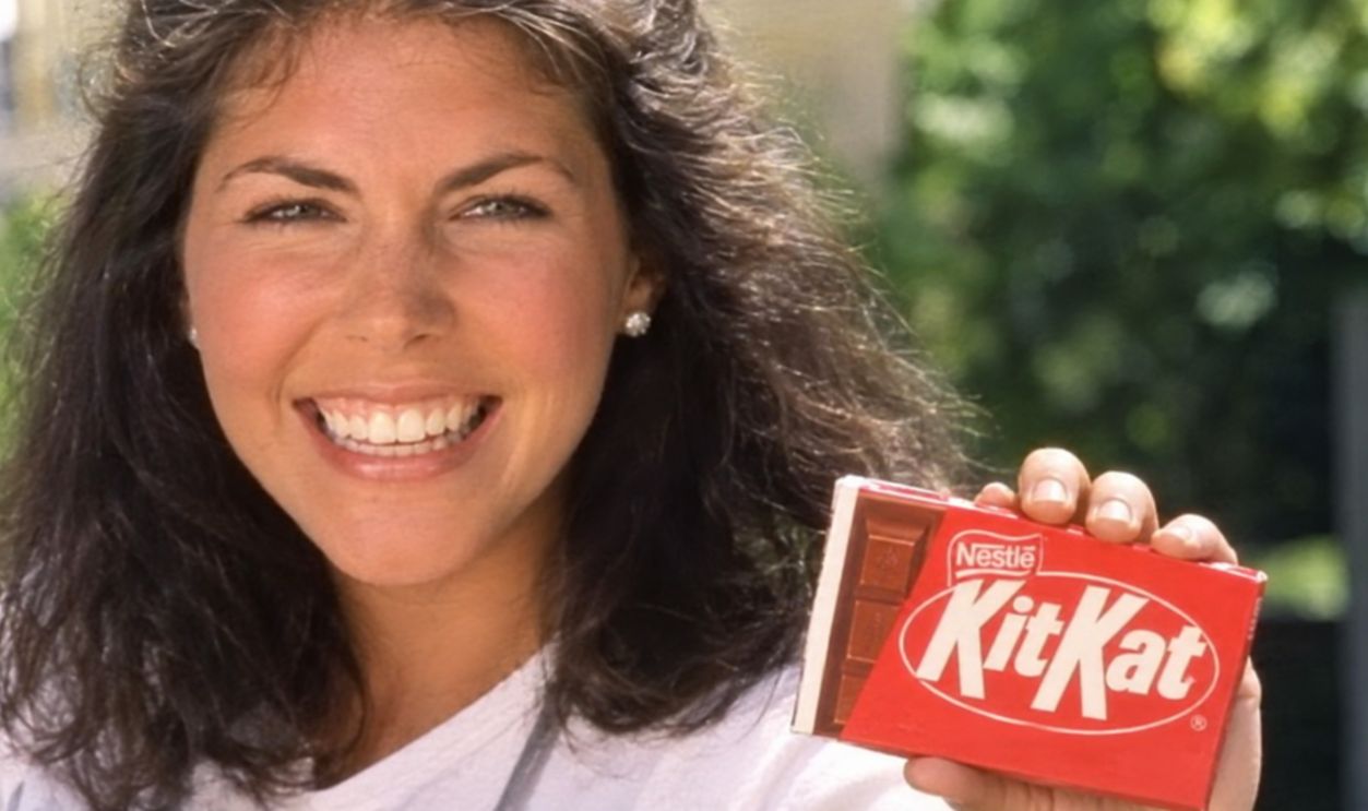 Screenshot from Kit Kat commercial, The Hershey Company (1988)