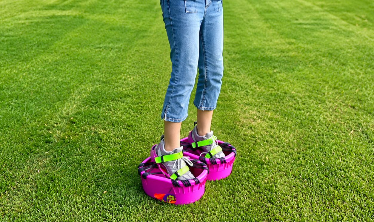 Screenshot from Moon Shoes — “Mini Trampolines for Your Feet” (1990s)