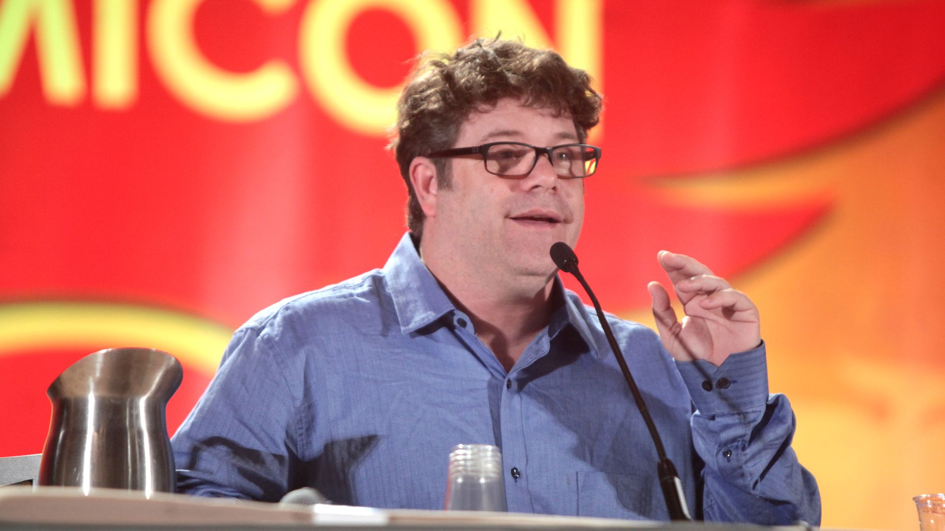 Sean Astin speaking at the 2016 Phoenix Comicon at the Phoenix Convention Center in Phoenix, Arizona.

Please attribute to Gage Skidmore if used elsewhere.