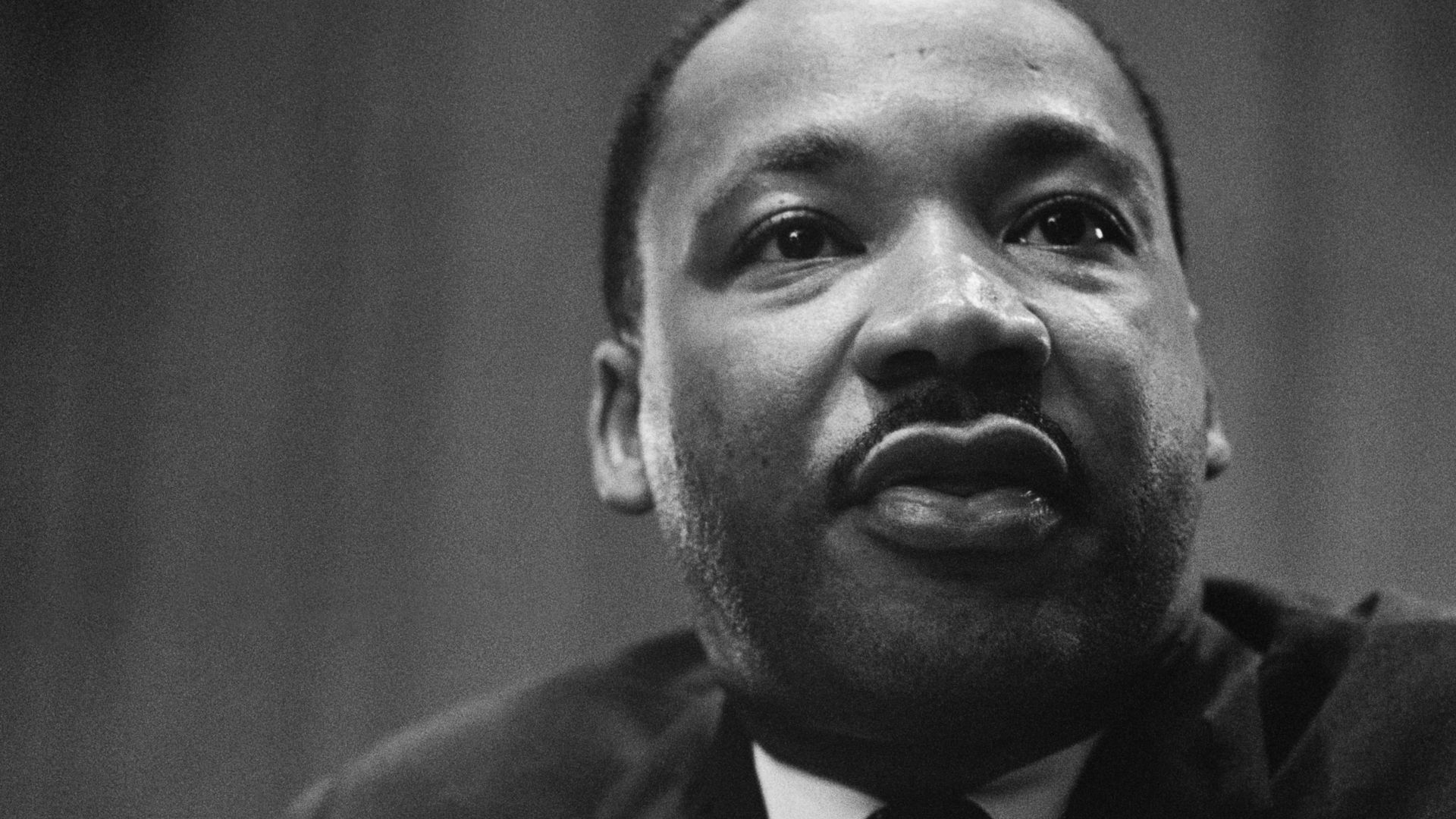 Dr. Martin Luther King at a press conference.