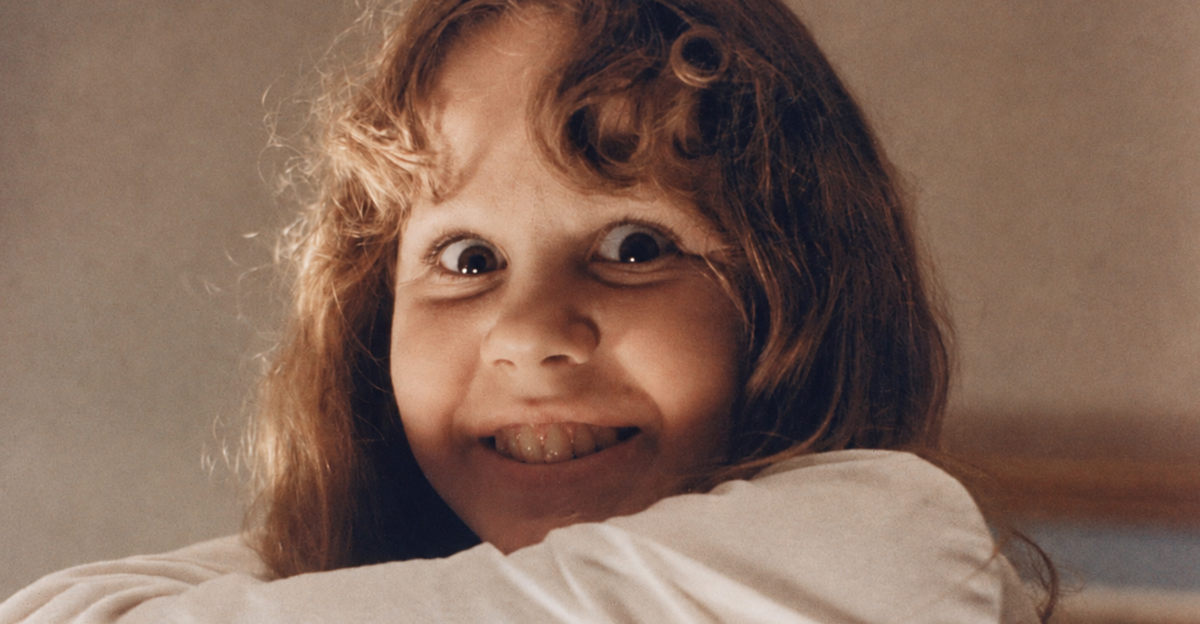 Linda Blair with possessed look in scene from 'The Exorcist' 1973