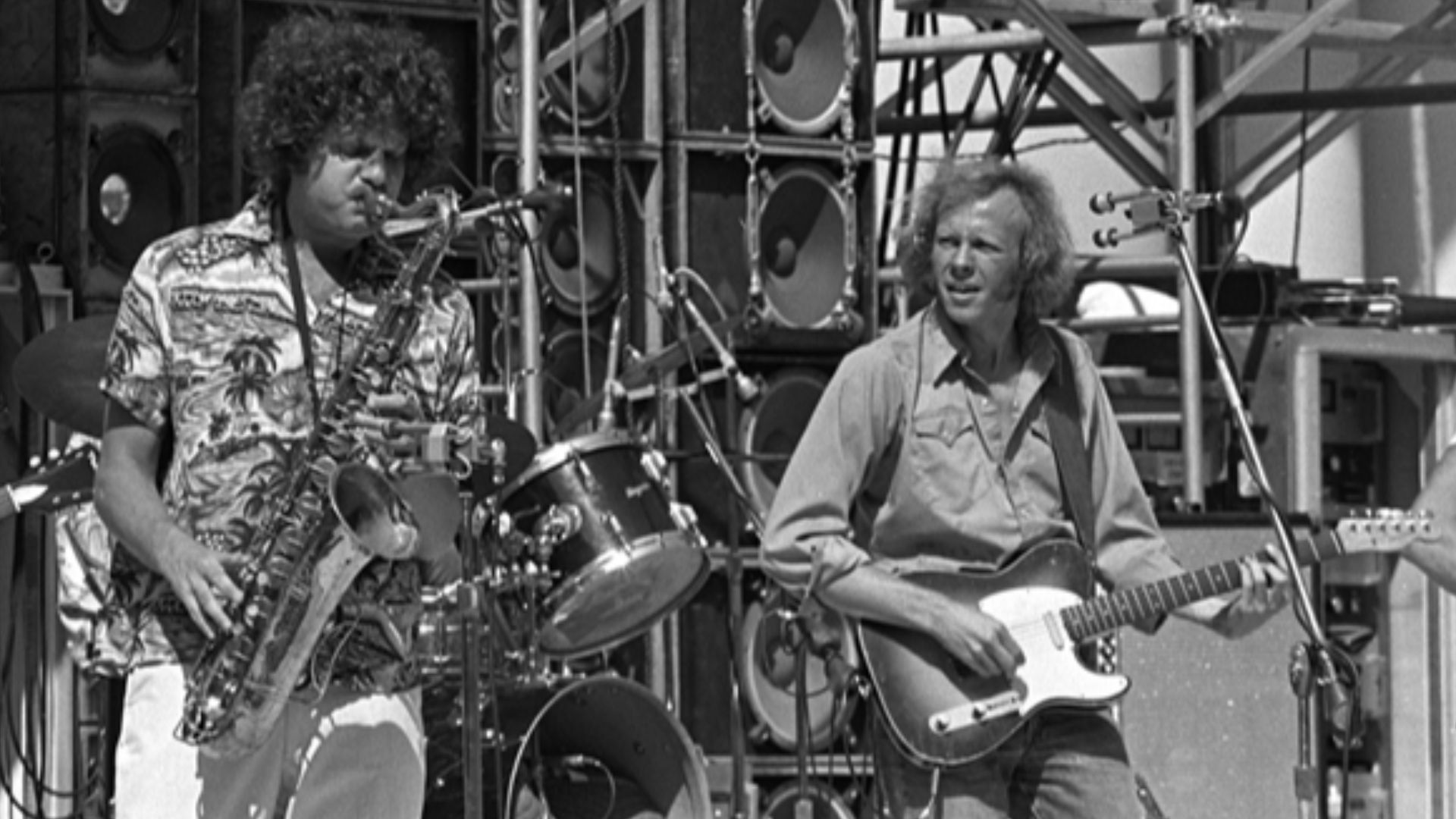 Andy Stein (left), John Tichy. Hollywood Bowl 7/21/74, opening for the Grateful Dead.