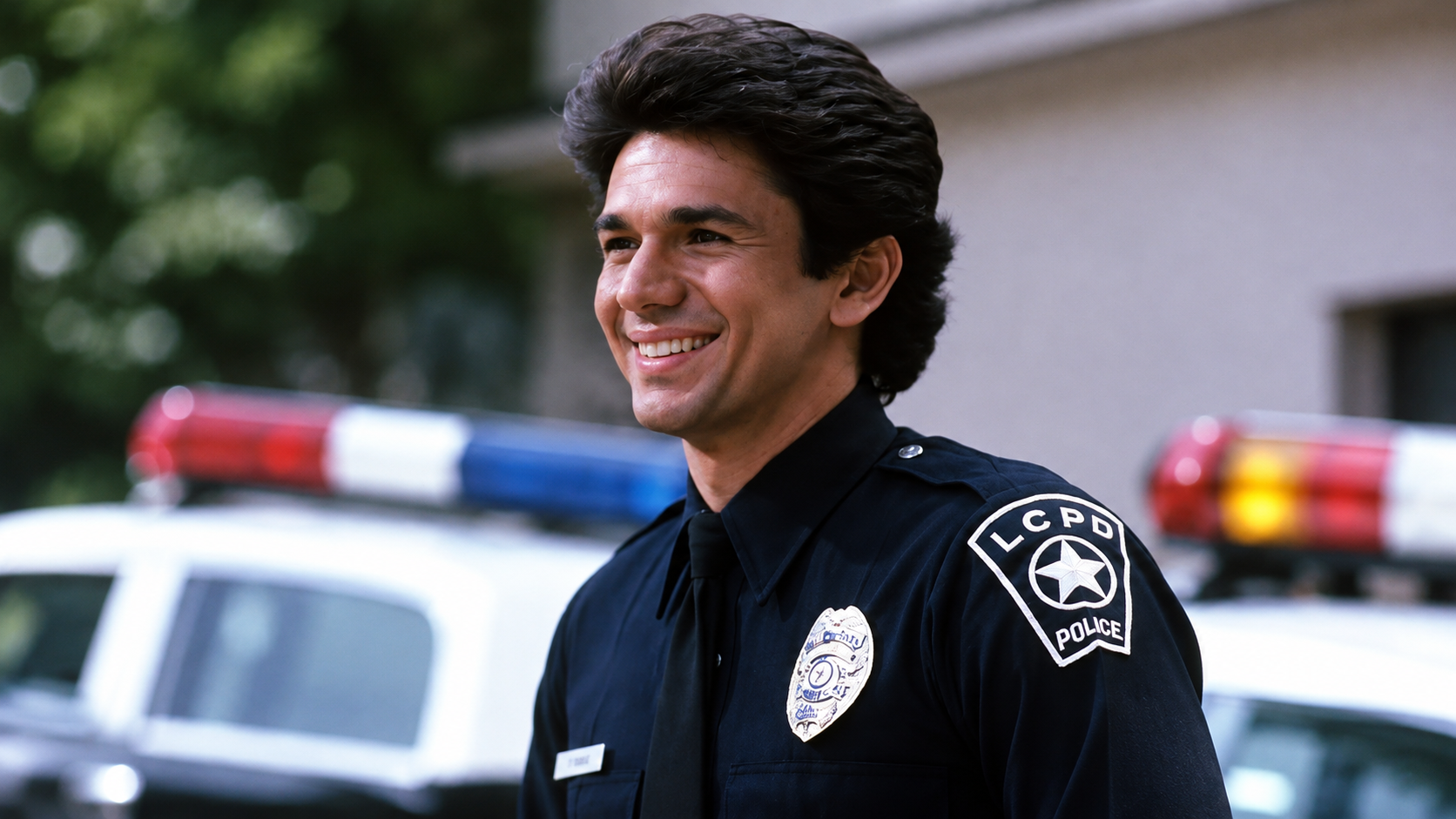 Screenshot of Adrian Zmed as Officer Vince Romano on the series T.J. Hooker (1982-1986)