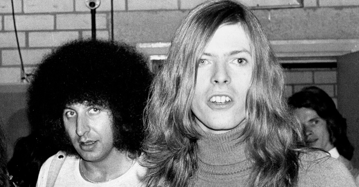 Tony Defries and David Bowie at Pork at London's Roundhouse 1971