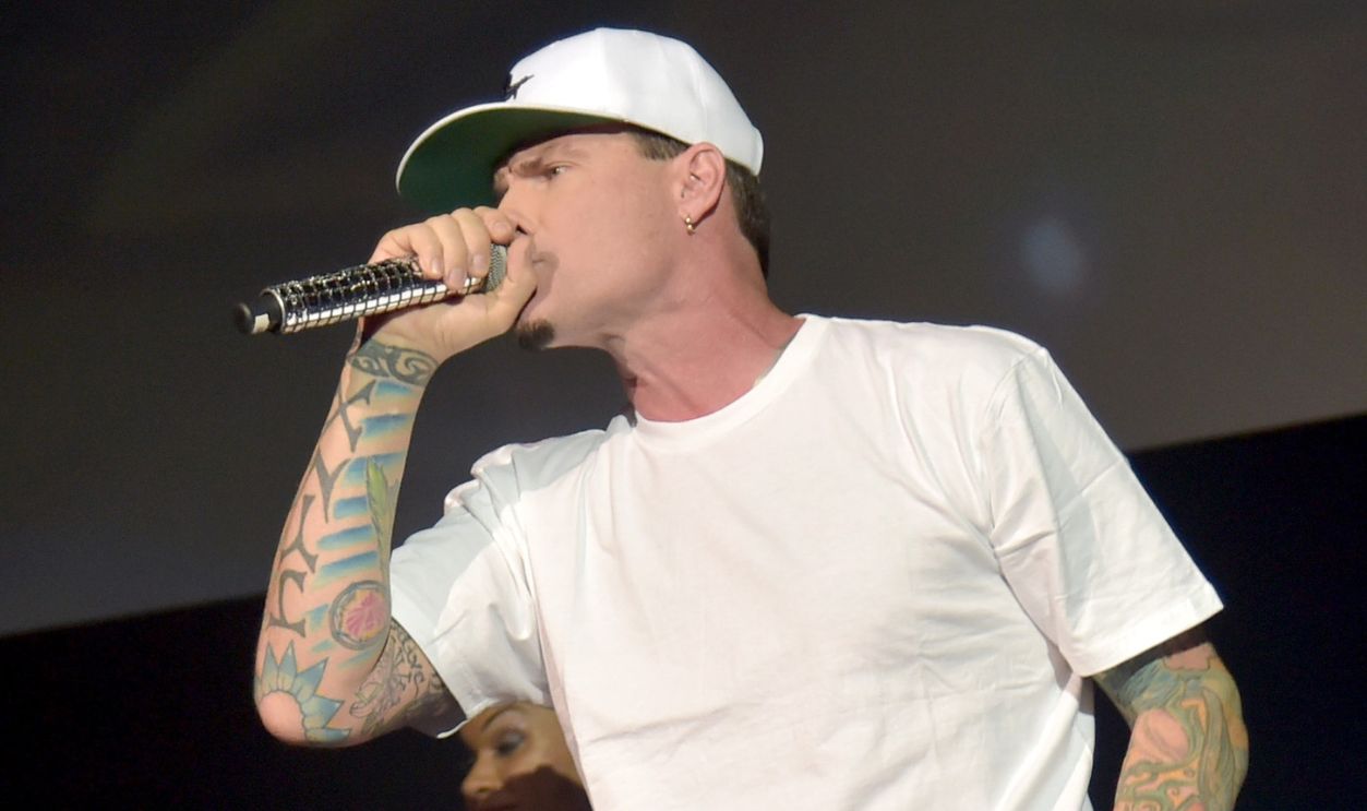 Rapper Vanilla Ice performs onstage during attends CinemaCon 2016 as 20th Century Fox Invites You to a Special Presentation Highlighting Its Future Release Schedule at The Colosseum at Caesars Palace during CinemaCon, the official convention of the National Association of Theatre Owners, on April 14, 2016 in Las Vegas, Nevada. 