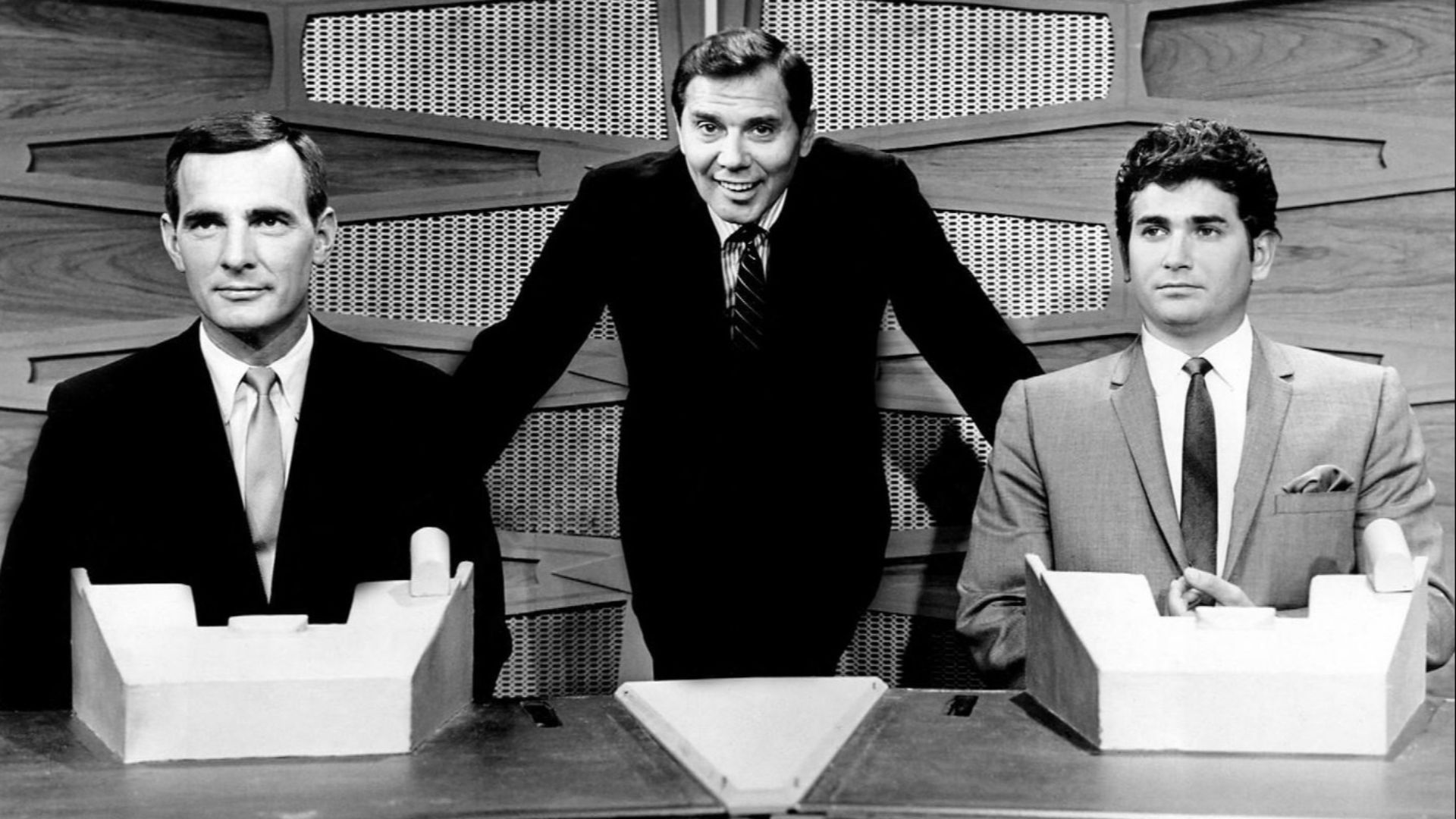 File:Dennis Weaver Gene Rayburn Michael Landon Match Game 1964.JPG